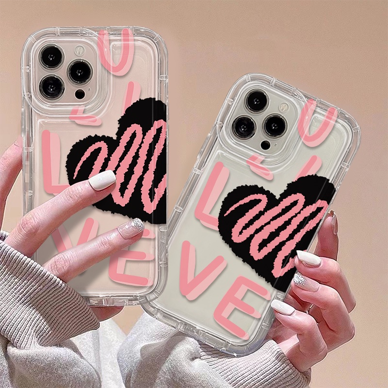 Ốp Điện Thoại Silicon TPU Mềm Trong Suốt Chống Sốc In Họa Tiết Trái Tim Cho IPhone 14 13 11 12 Pro XS Max X XR 7 + 8 Plus