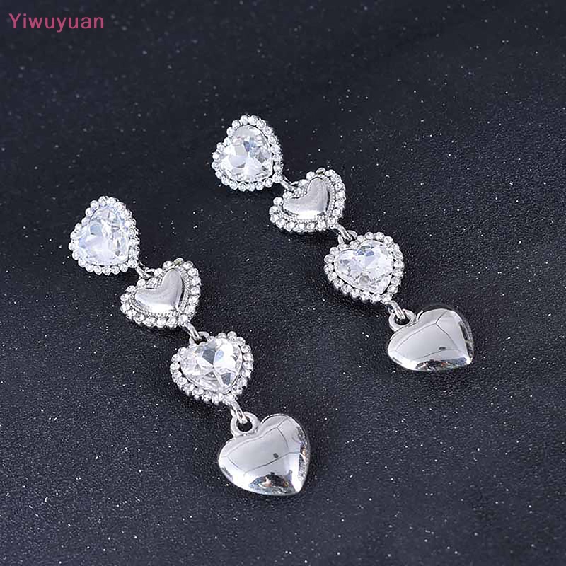 1 Đôi Bông Tai Dáng Dài Hình Trái Tim Phong Cách Vintage Thời Trang