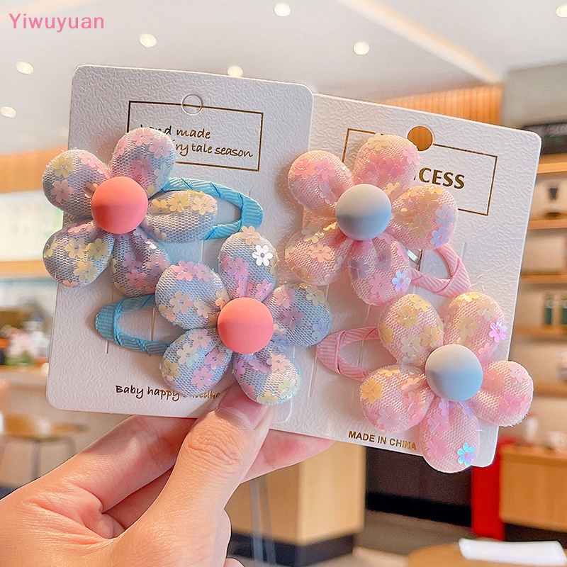 Bộ 2 Kẹp Tóc Hoa Vải Dễ Thương Cho Bé Gái