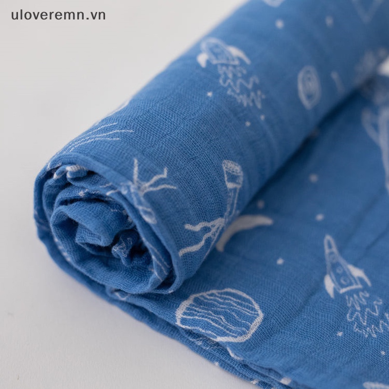 Chăn Quấn Em Bé Bằng Cotton Họa Tiết Ngôi Sao Gaze Muslin Hàng Mới Sinh