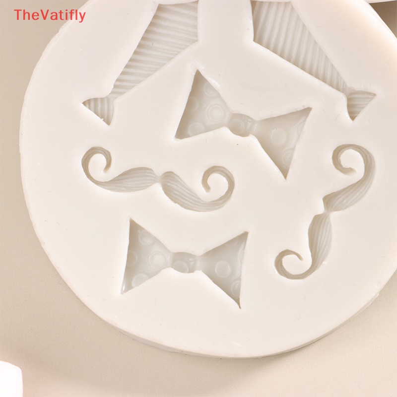 1 Khuôn Silicone Làm Bánh Cupcake Hình Râu Nơ DIY