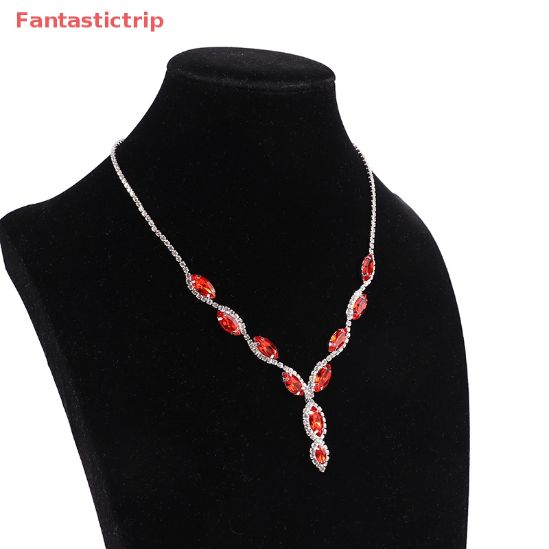 Set Vòng cổ Và Đôi Khuyên Tai Đính Đá Pha Lê Thời Trang Dành Cho Nữ