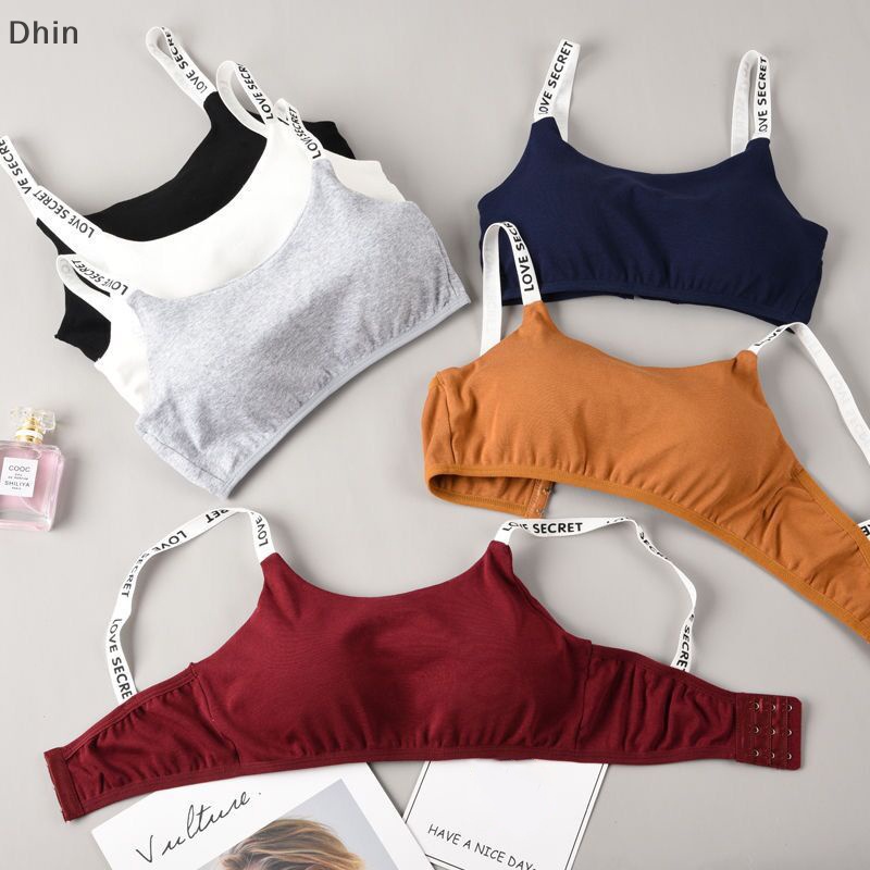 [Dhin] Áo Ngực Thể Thao Cotton Mỏng Thoáng Khí Không Để Lại Dấu Vết In Chữ Phong Cách Hàn Quốc Quyến