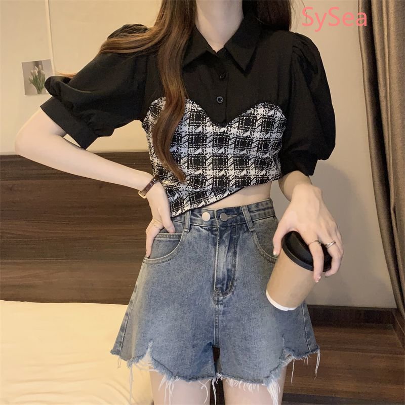 Áo Sơ Mi Tay Phồng Cổ Bẻ Thời Trang Mùa Hè Phong Cách Pháp Cho Nữ