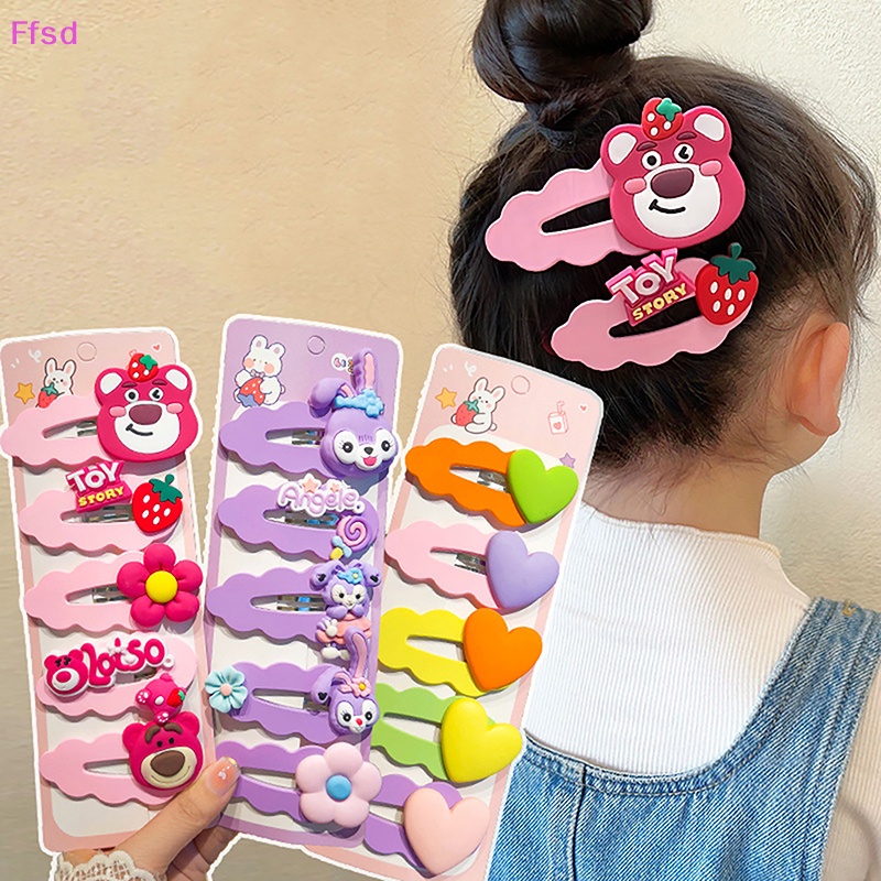 {Ffsd} Set 5 Kẹp Tóc Mái Hình Trái Tim Gấu Thỏ Hoạt Hình Đáng Yêu Làm Quà Tặng Trang Sức Cho Bé Gái Sinh * Hàng Bán Chạy