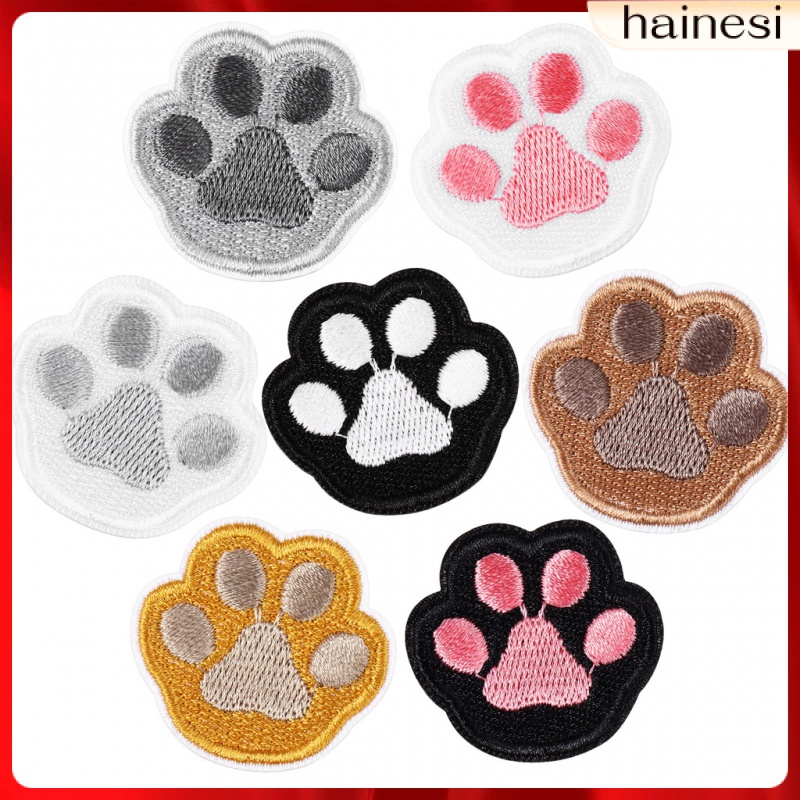 Bộ 7 Sticker Ủi Thêu Hình Dấu Chân Chó Dễ Thương