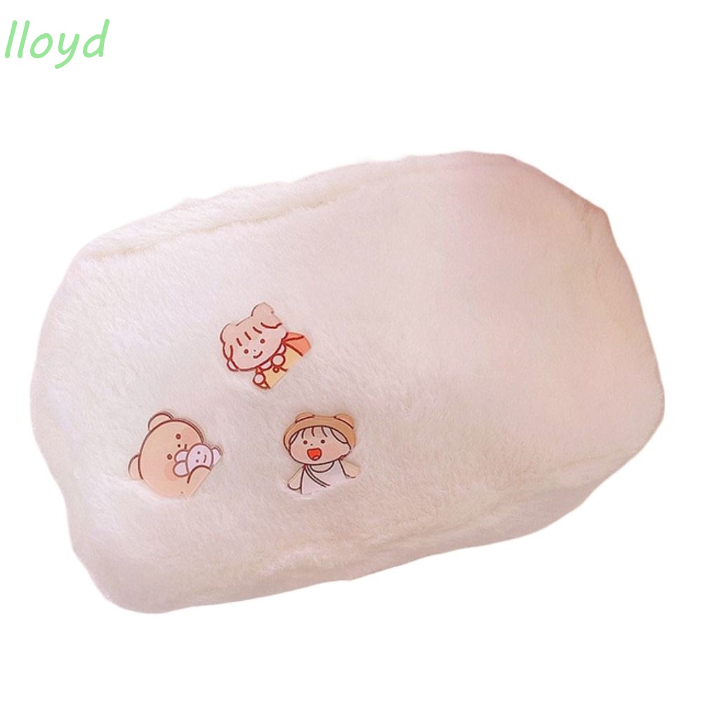 Túi Đựng Bút Phối Lông Có Khóa Kéo Họa Tiết Hoạt Hình Dễ Thương