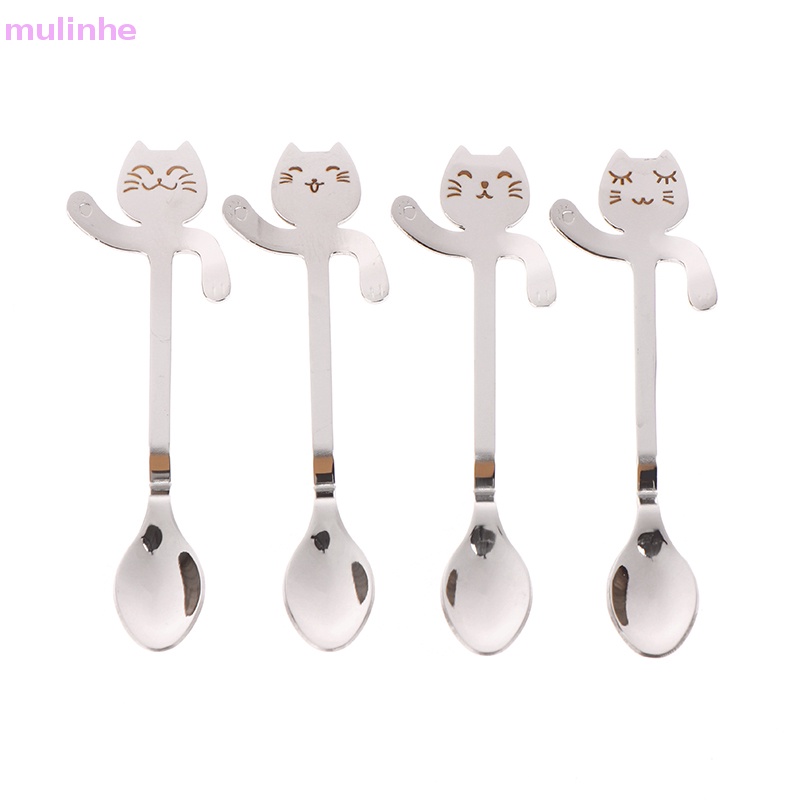 Muỗng Cà Phê Bằng Thép Không Gỉ Hình Mèo Dễ Thương