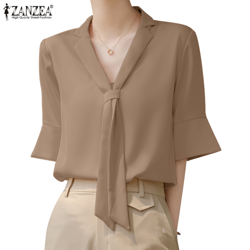 Zanzea Áo Nữ Tay Lửng Cổ Chữ V Thời Trang Hàn Quốc