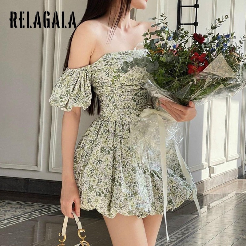 Relagala Đầm Dáng Chữ A Hai Dây Họa Tiết Hoa Thời Trang 2023 Cho Nữ