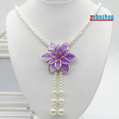 Vòng cổ Mặt Hoa Đính Ngọc Trai Nhân Tạo Thời Trang Dành Cho Nữ