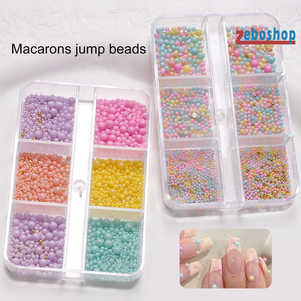 1 Hộp Hạt Tròn Mini 6 Ngăn Màu Sắc Ngọt Ngào Trang Trí Móng Tay Nghệ Thuật 3D DIY