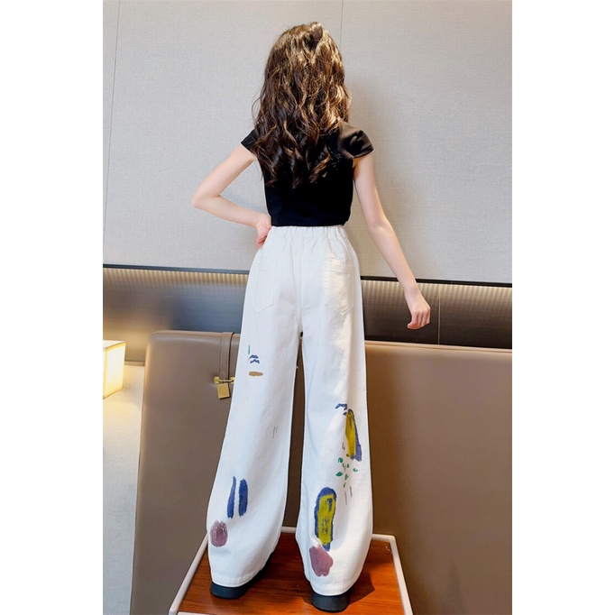 Set Áo Thun Ngắn Tay Và Quần Dài In Hoa Thời Trang Mùa Hè Mới Cho Bé Gái