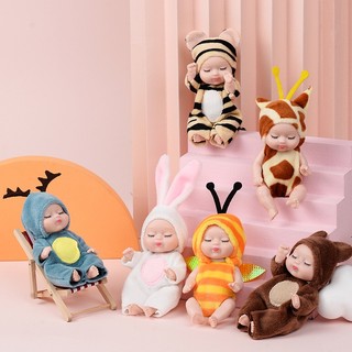 Búp bê tái sinh PVC 3,5 inch Đồ chơi trẻ em Búp bê không thấm nước có thể giặt được Dễ thương Mini Reborn，Búp Bê Em Bé Đang Ngủ Dễ Thương