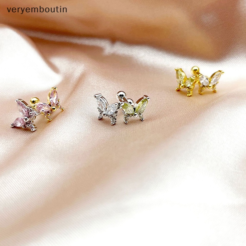 1 Khuyên Tai Hình Bướm Dạng Xoắn Ốc Đính Đá Zircon