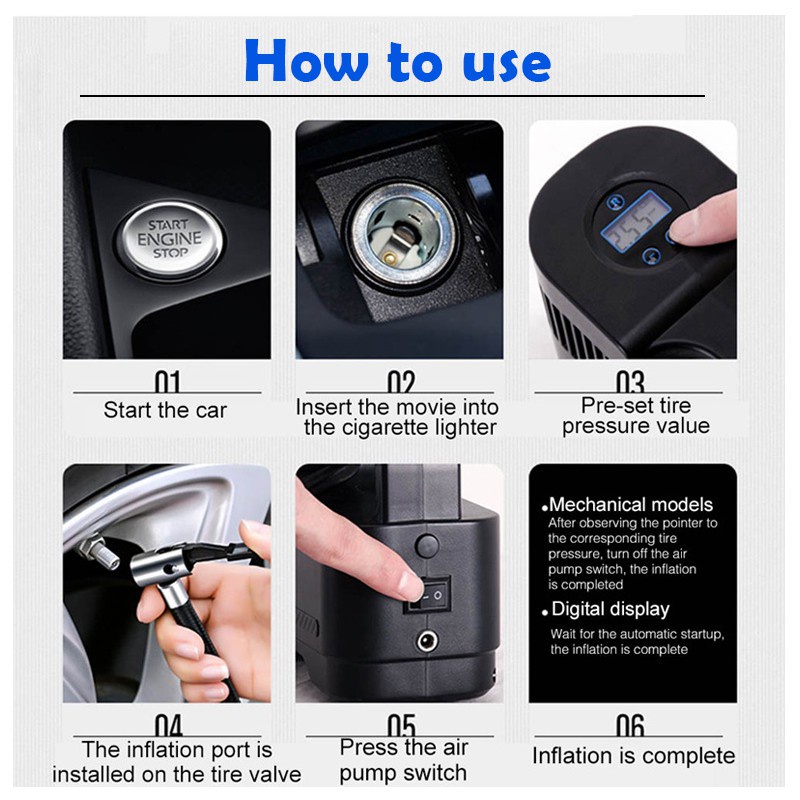 Máy Bơm Lốp Xe Không Dây, Tiết Kiệm Thời Gian Và Sức Lực, Máy Bơm Xe Máy Bằng Điện Công Suất Cao, Tự Ngắt Tiện Lợi