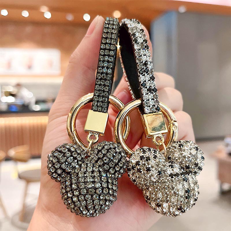 [Hàng Mới] Móc Khóa Xe Hơi Hình Chuột Mickey Đính Kim Cương Giả