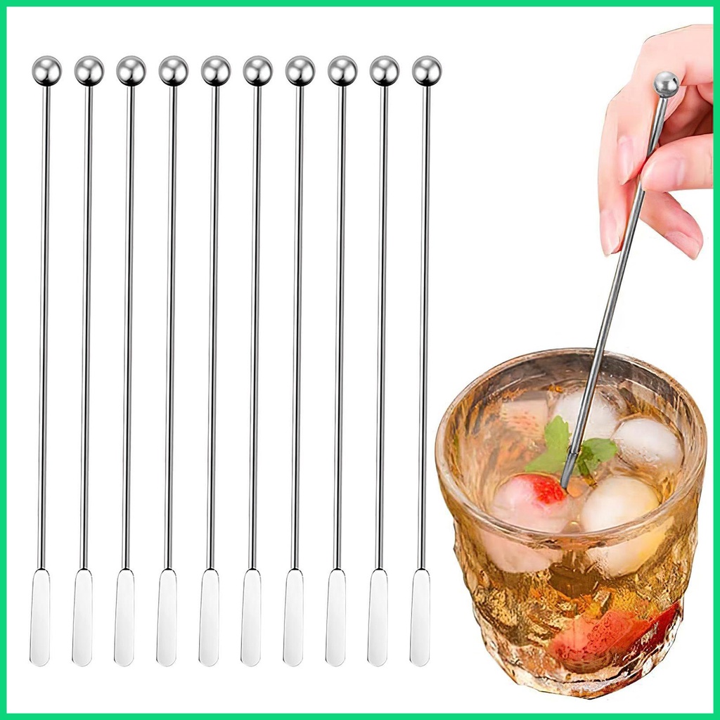 Set 10 Que Khuấy Đồ Uống Bằng Thép Không Gỉ 304