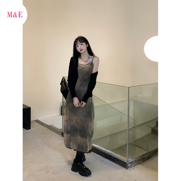 Đầm Lưới Nhuộm Màu Loang Phong Cách Hong Kong Thiết Kế Mới 2022 Thời Trang Xuân Hè 2023 Cho Nữ