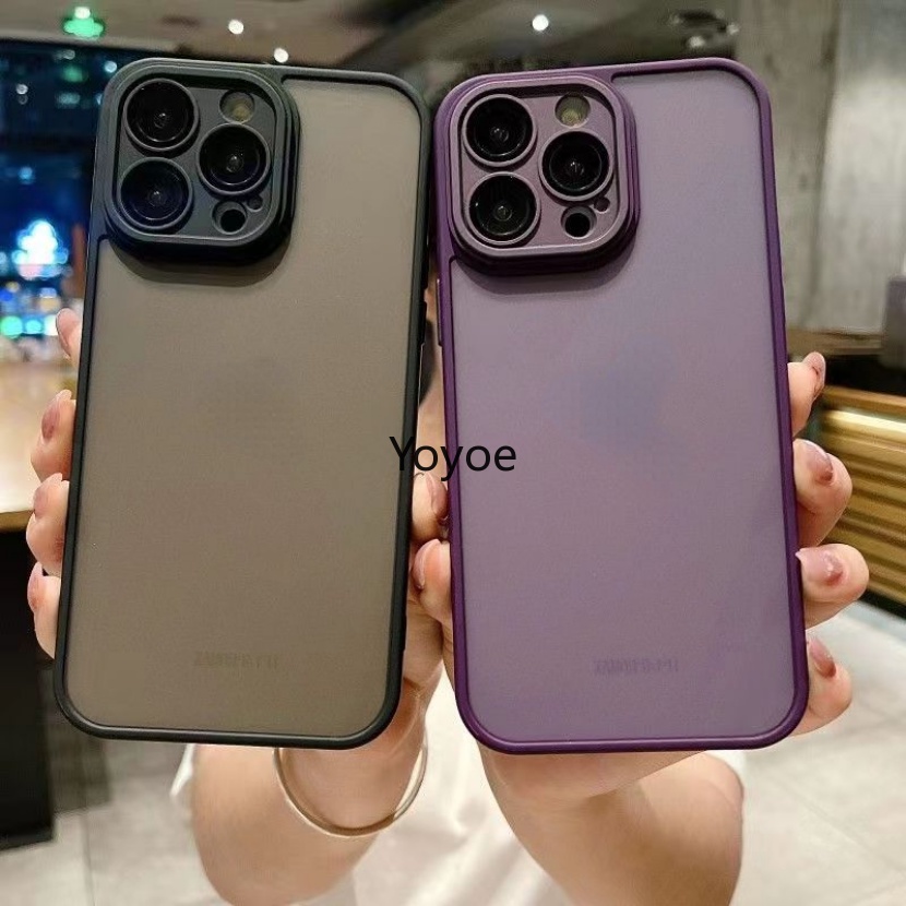 Ốp Điện Thoại Silicon TPU Mềm Đục Chống Sốc Chống Dấu Vân Tay Bảo Vệ Ống Kính Cho iPhone 11 12 13 14 Pro Max X Xs Xr 7 8 Plus SE