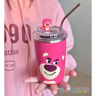 Bình nước giữ nhiệt hình gấu dâu tây bình nước hoạt hình dễ thương 500ml