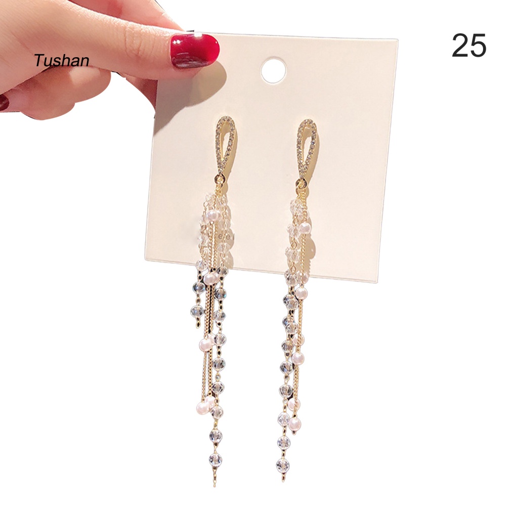 1 Đôi Bông Tai Hình Nơ Đính Ngọc Trai Giả Phong Cách Vintage