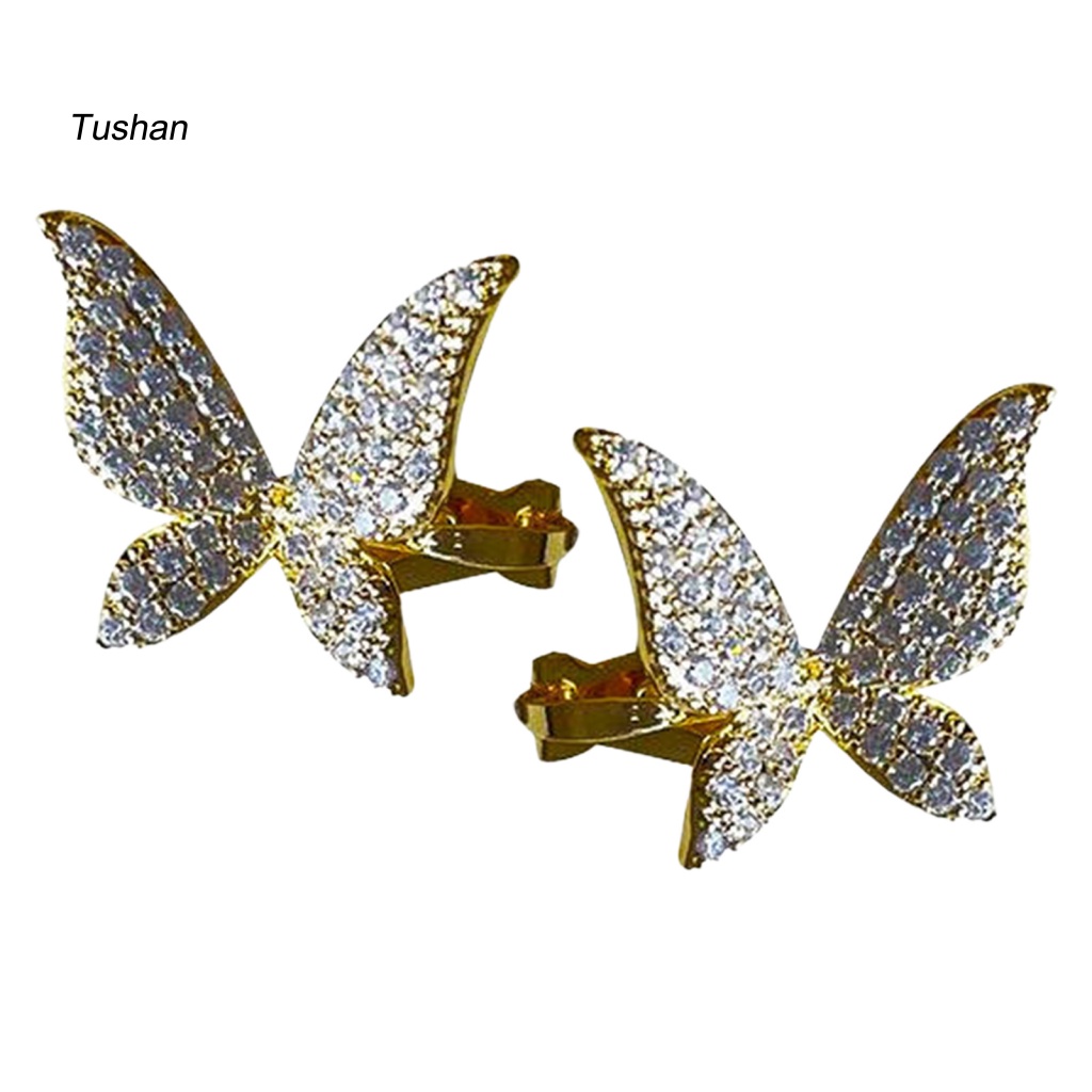 1 Khuyên Vành Tai Hình Bướm Đính Đá Lấp Lánh Thời Trang