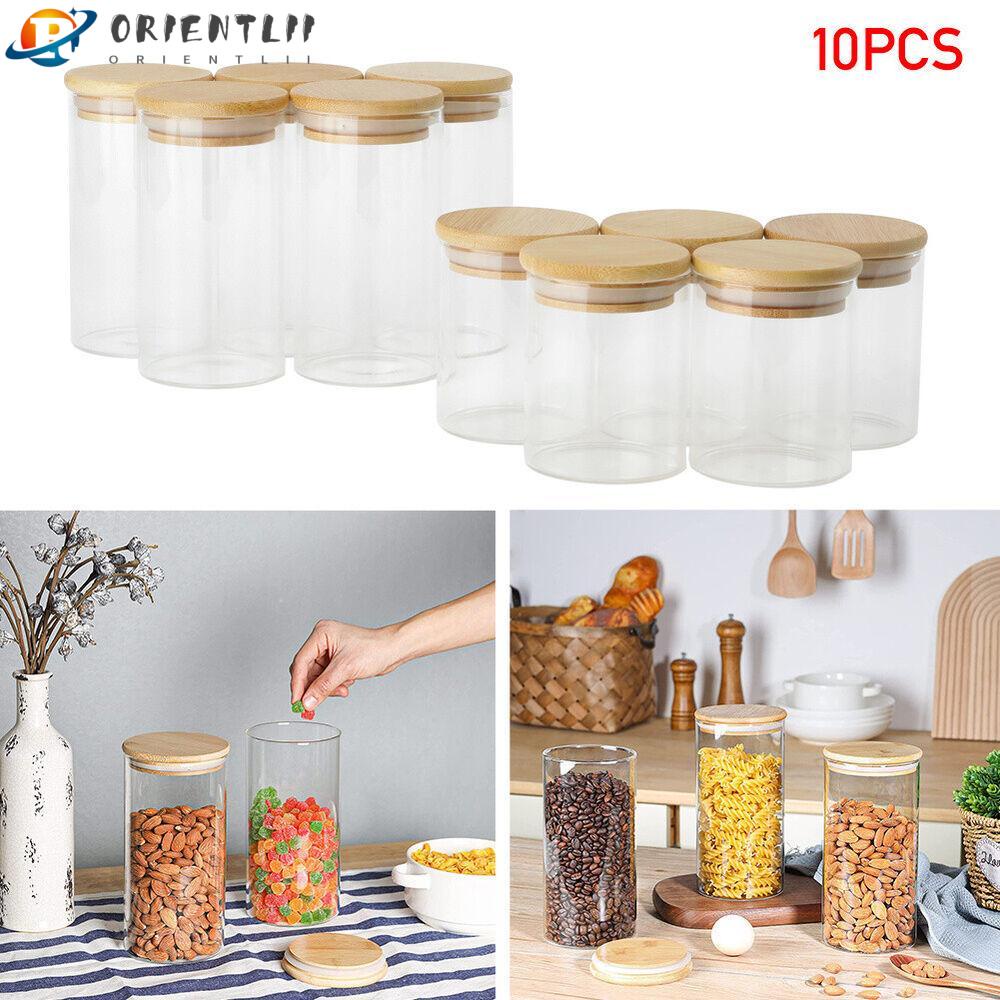 Set 10 Lọ Thủy Tinh Tròn Đựng Gia Vị Đa Năng Cho Nhà Bếp