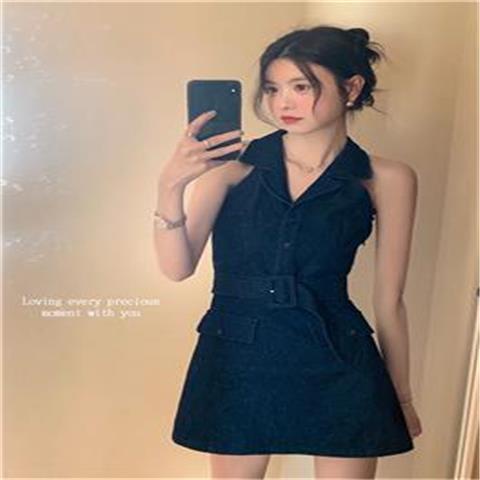 Đầm Denim Ngắn Không Tay Dáng Ôm Thời Trang Xuân Hè 2022 Phong Cách Mới Cho Nữ