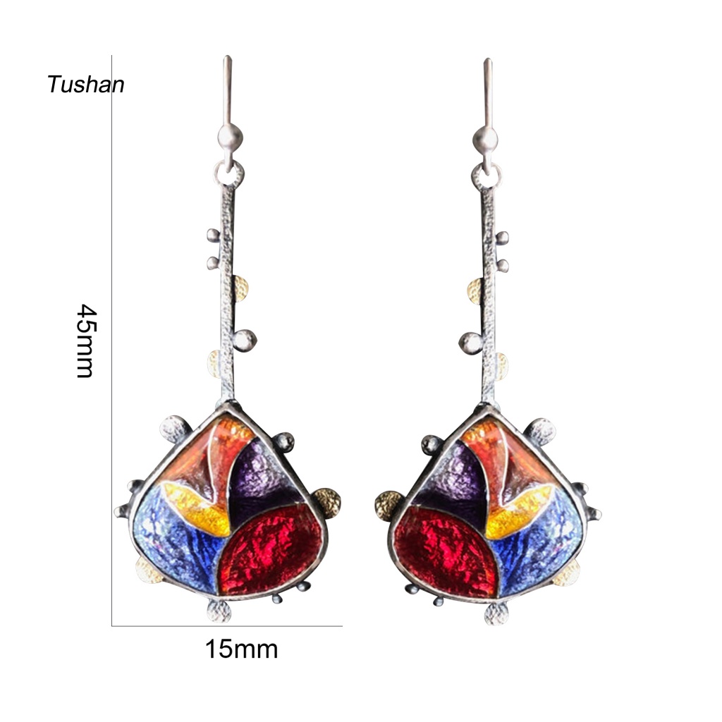 Bông Tai Hình Giọt Nước Màu Khối Thời Trang Dành Cho Nữ