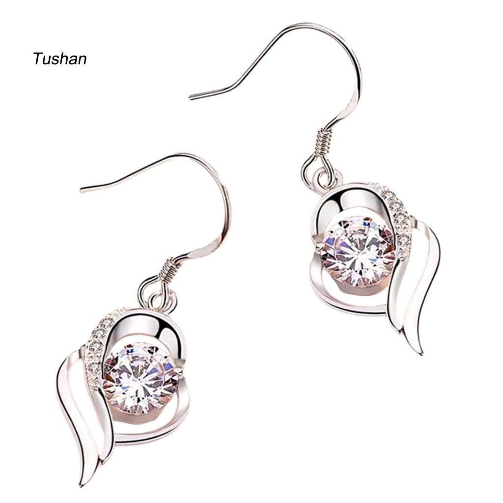 1 Đôi Bông Tai Móc Hình Trái Tim Rỗng Mạ Điện Lâu Trôi Thích Hợp Cho Tiệc Cưới