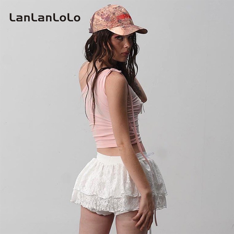 Áo Tank Top Ngắn Màu Trơn Đính Nơ Vai Thời Trang 2023 Cho Nữ