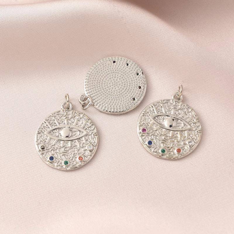 Mặt Dây Chuyền Bằng Đồng Trắng Mạ Vàng Hình Mắt Quỷ Nhiều Màu Sắc