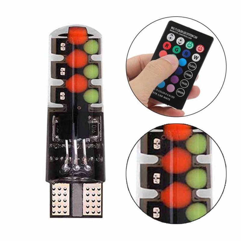 Set 2 Đèn LED 12 SMD RGB T10 194 168 W5W 5050-6SMD RGB Dành Cho Ô Tô