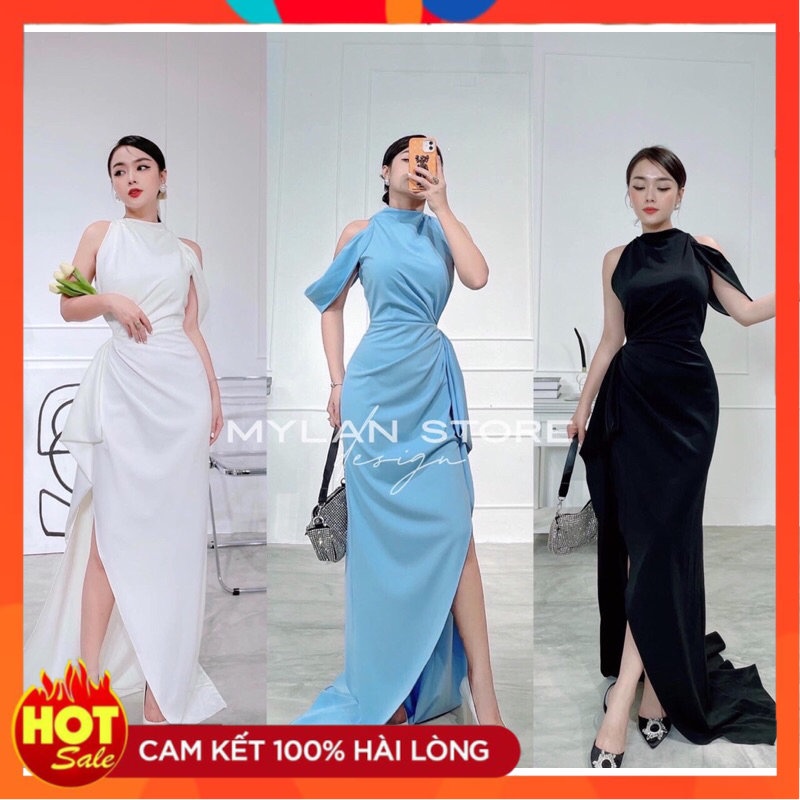 Đầm dạ hội cổ lọ rớt vai cao cấp-ML - Yêu Shop 85