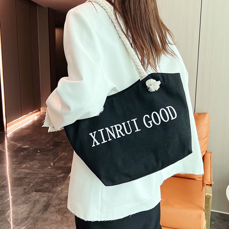 M9-Túi Xách Canvas Dây Thừng Cotton Phong Cách Hàn Quốc Hợp Thời Trang Cho Nữ