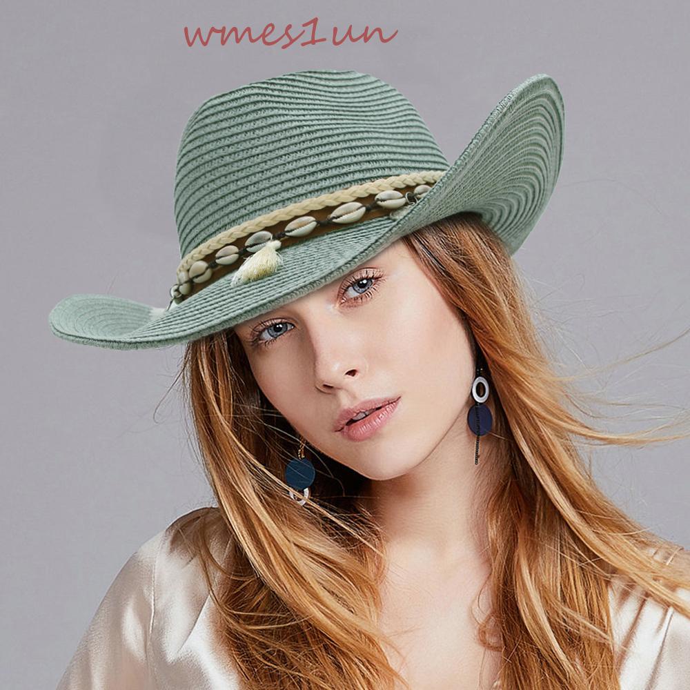 Mũ Rơm Cao Bồi WMES15H Điều Chỉnh Được Phối Tua Rua Thời Trang Cho Nam Và Nữ