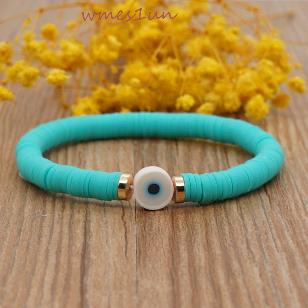 Vòng Tay Chuỗi Hạt Mềm Mại Hình Mắt Quỷ WMES15H Phong Cách Bohemian Thời Trang Mùa Hè Cho Cặp Đôi