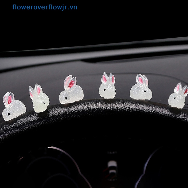 Bộ 4 Tượng Thỏ Bunny Dạ Quang Tự Dính Trang Trí Xe Hơi