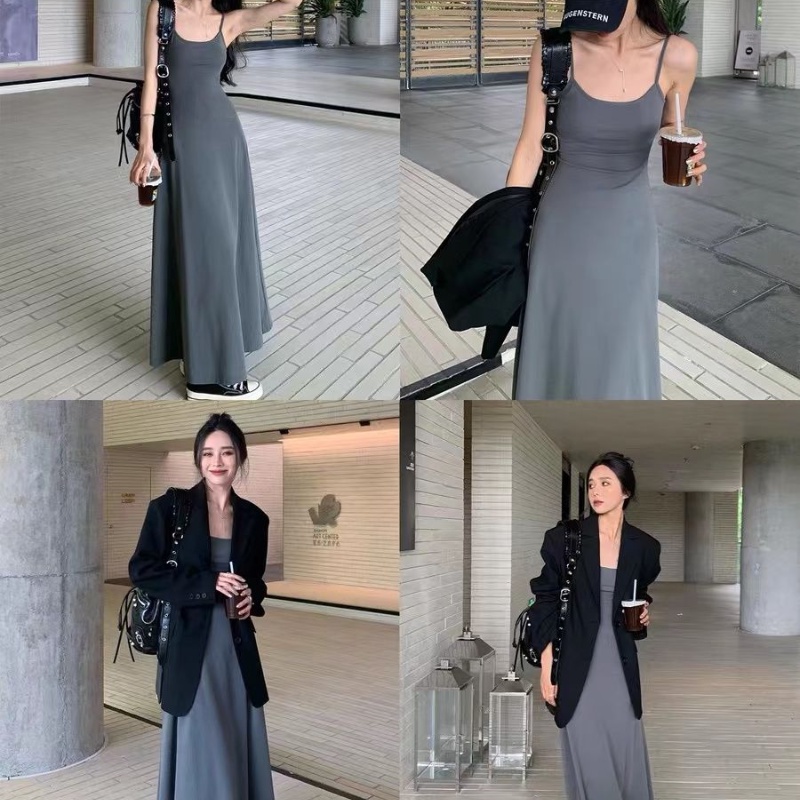 Cozok Đầm Dài Không Tay Dáng Ôm Màu Trơn Gợi Cảm Dành Cho Nữ