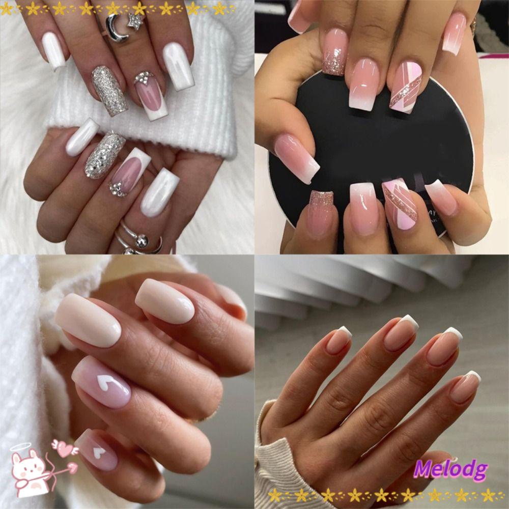 Bộ Móng Tay Giả DIY Đầu Vuông Có Thể Tháo Rời