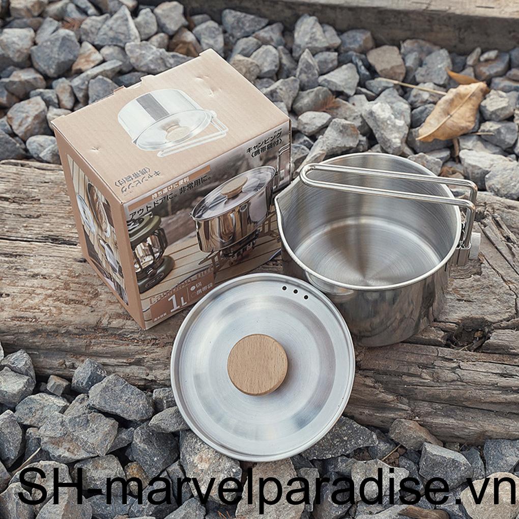 Nồi Nấu Ăn Bằng Thép Không Gỉ Có Tay Cầm Có Thể Tháo Rời Tiện Dụng Mang Theo Du Lịch / Dã