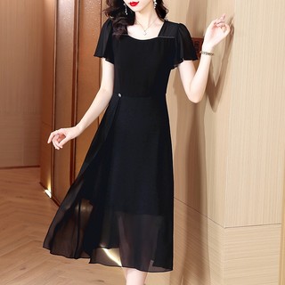Đầm Chiffon Xẻ Tà Màu Đen Thời Trang Cao Cấp 2023 Cho Nữ JJ