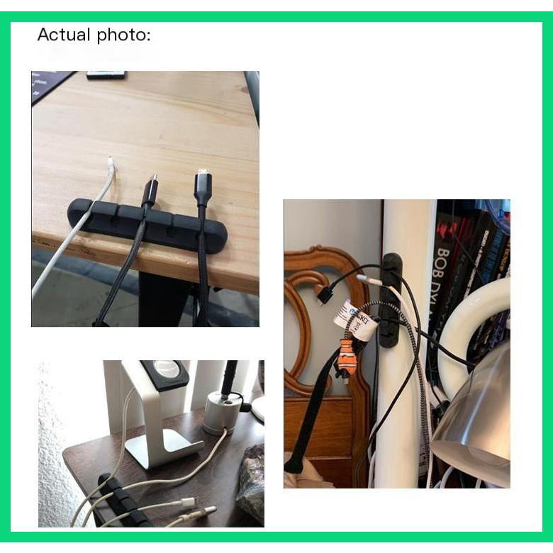 Dụng Cụ Cố Định Dây Cáp Sạc USB 5 Lỗ Bằng Silicon Để Bàn Jwvn