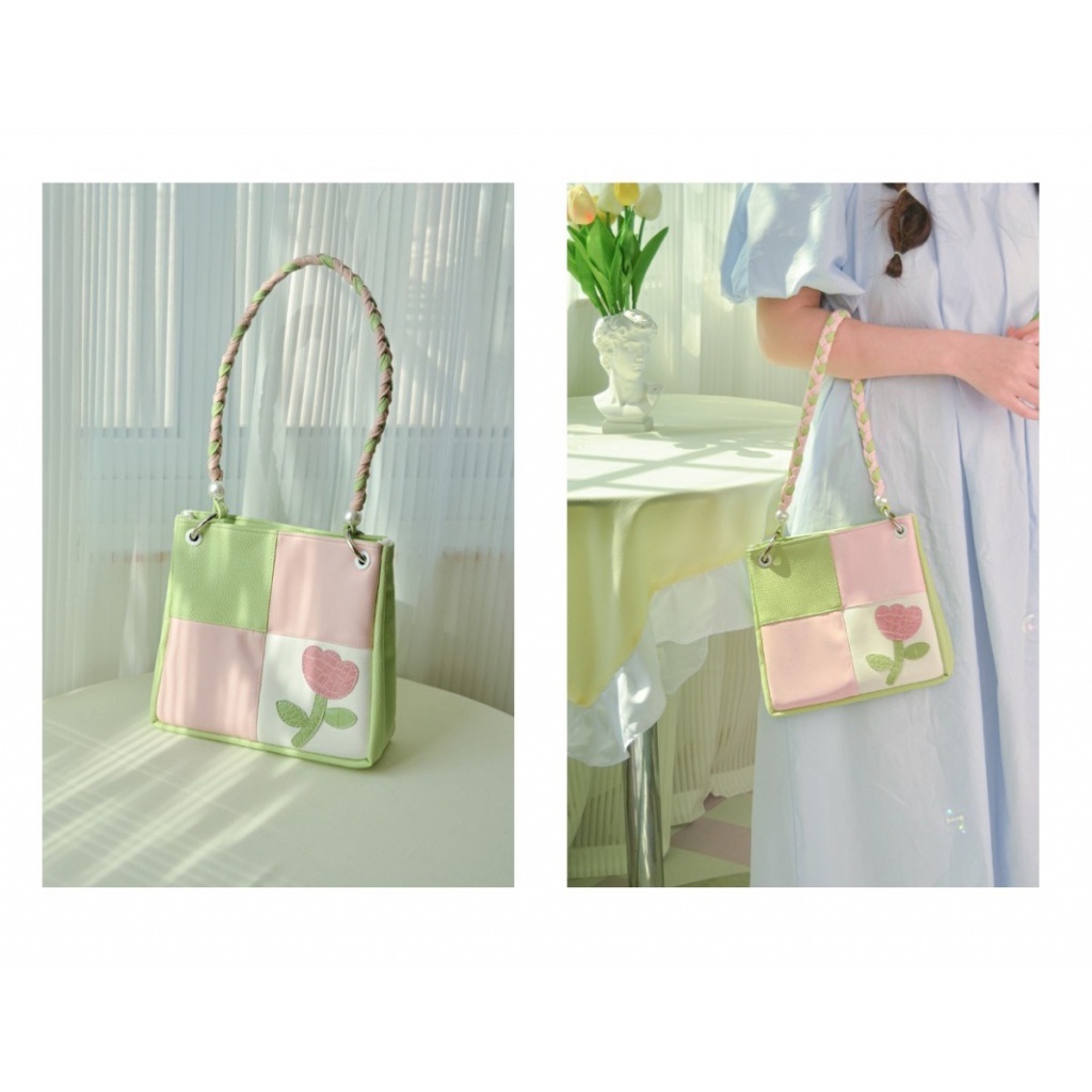 Túi Đeo Vai Hình Vuông Cỡ Nhỏ Màu Kẹo Tương Phản Khóa Nam Châm Thời Trang Nhật Bản Cho Nữ