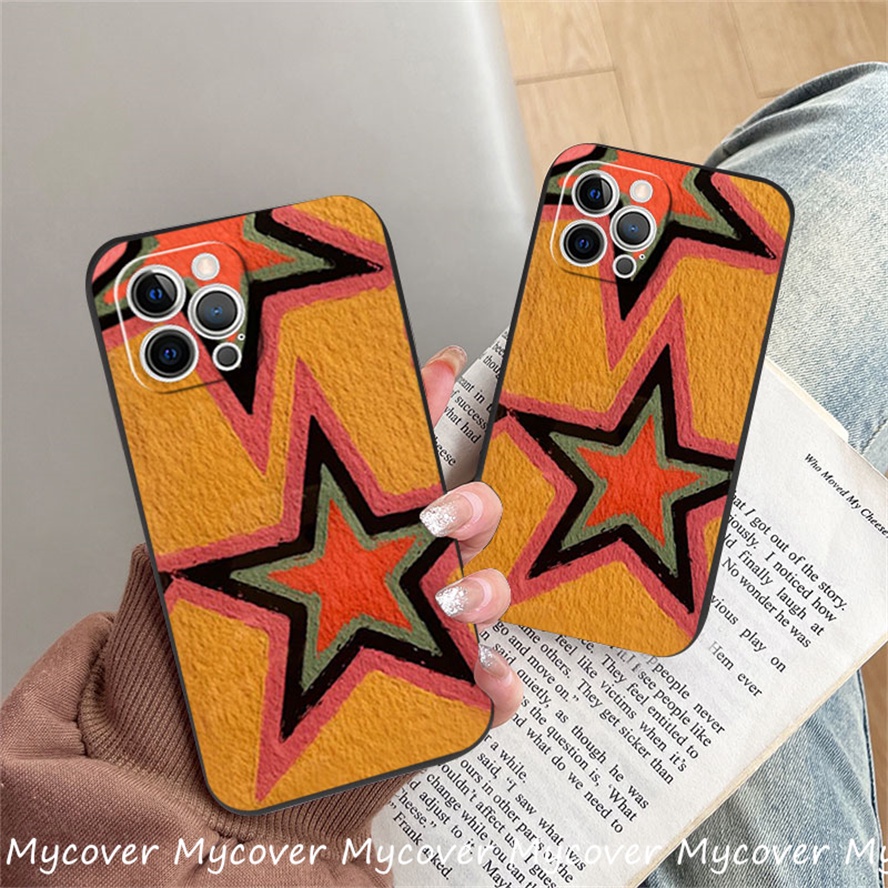 Ốp Điện Thoại Silicon Mềm Họa Tiết Ngôi Sao Màu Cam Cho iPhone 11 13 12 14 Pro Max X XR Xs Max 6 7 8 Plus