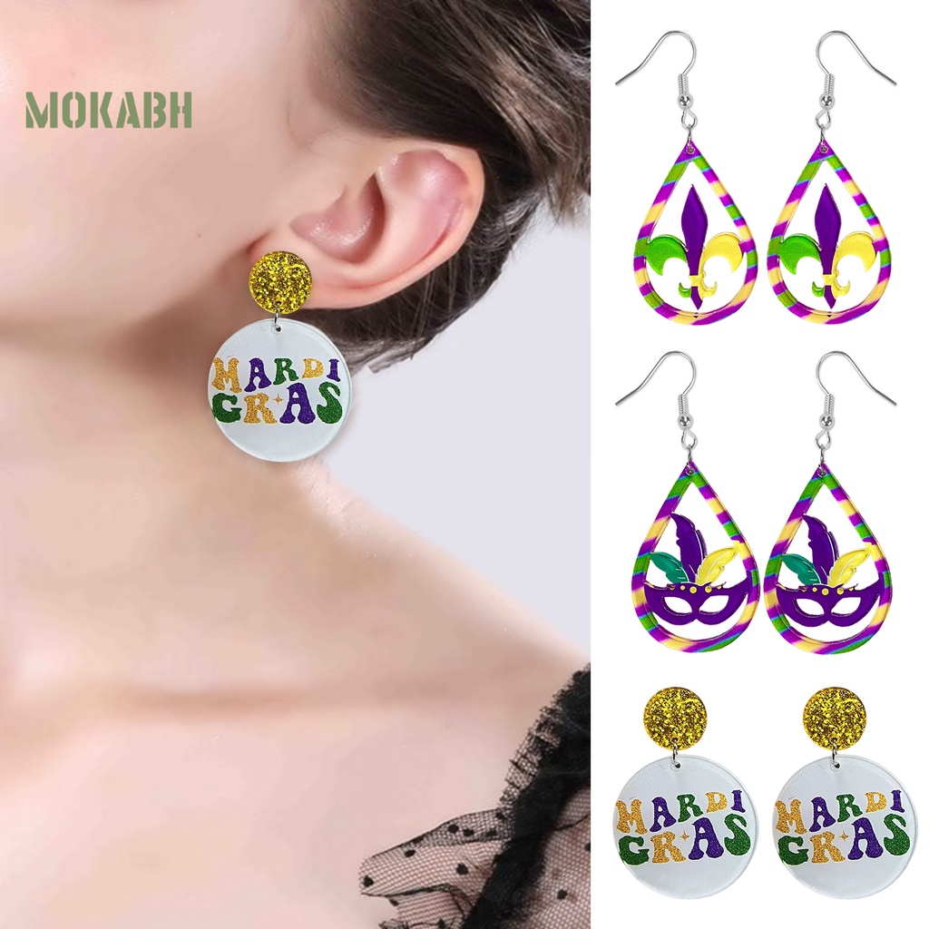 1 Đôi Bông Tai Hình Giọt Nước Đính Kim Tuyến Nhiều Màu Thời Trang