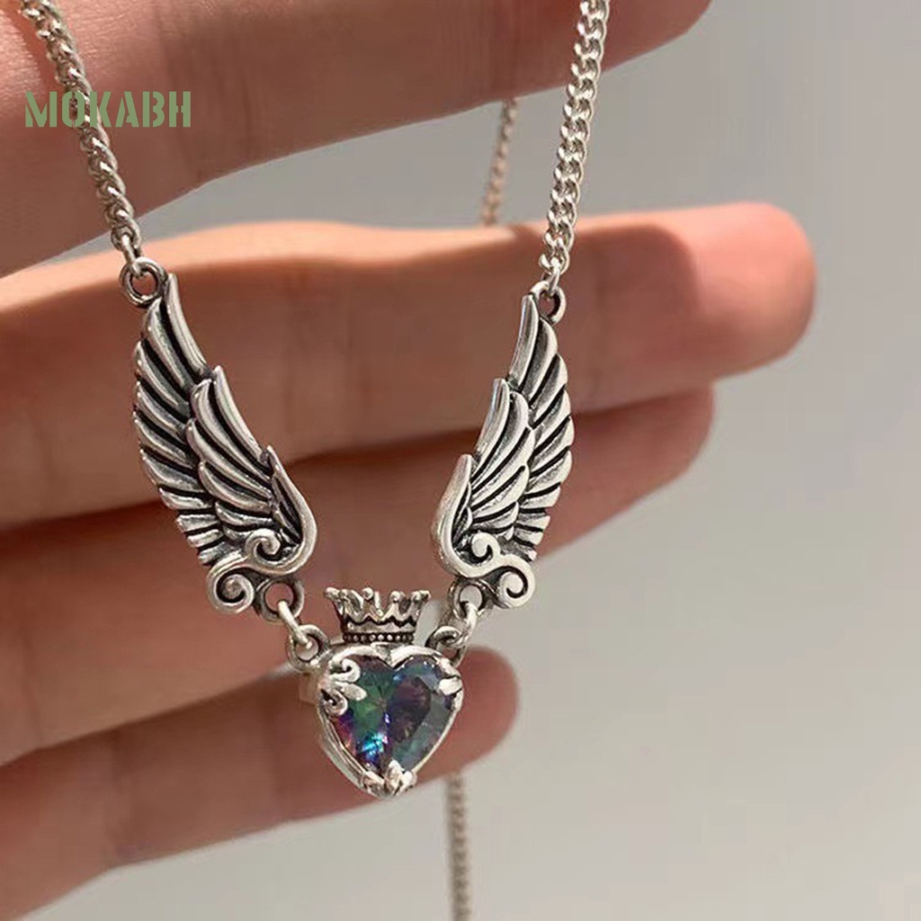 [Mới] Vòng cổ Mặt Hình Trái Tim Pha Lê Giả Mạ Điện Không Gây Dị Ứng Trang Sức Thời Trang