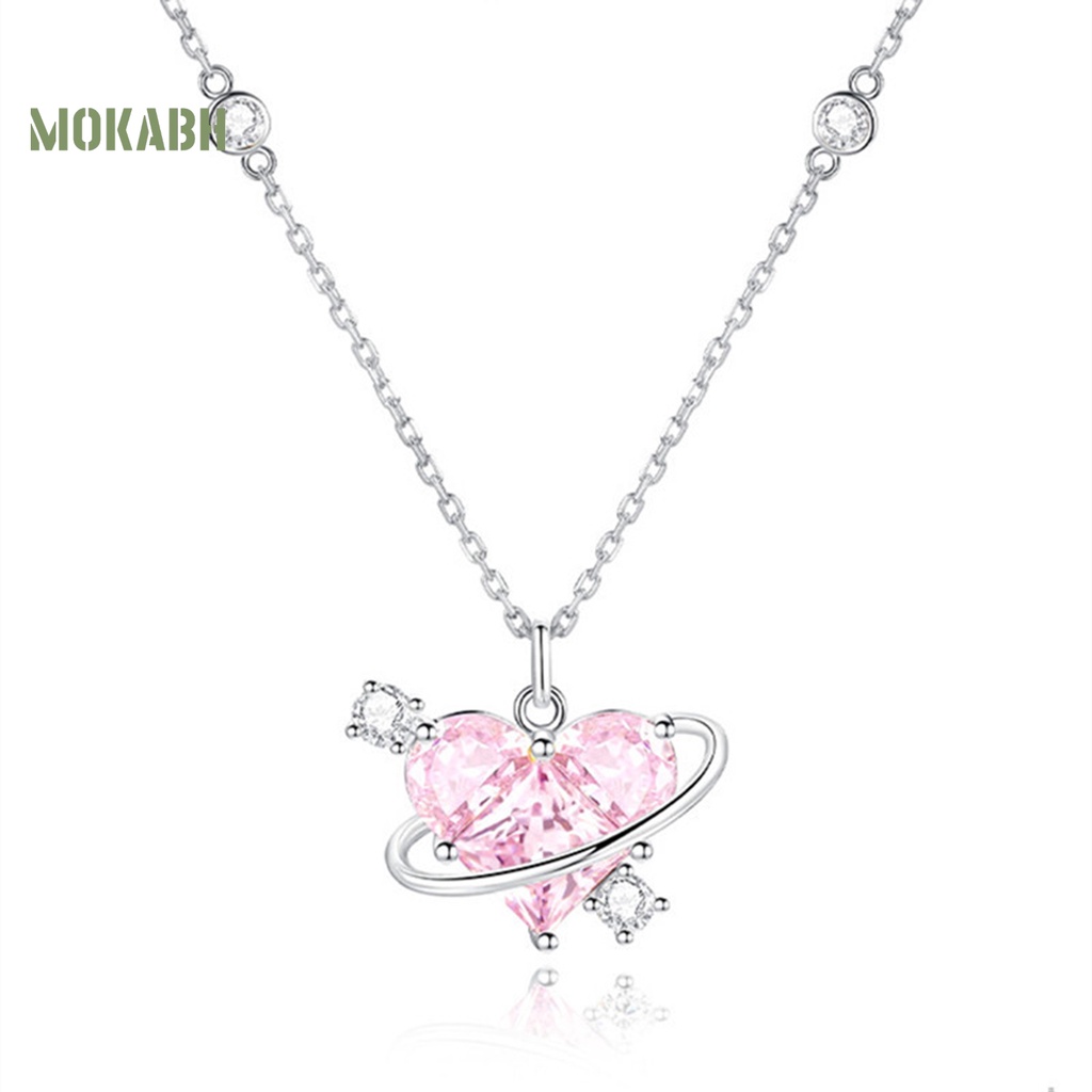 [Mới] Vòng cổ Mặt Hình Trái Tim / Hành Tinh Đính Pha Lê Lấp Lánh Sang Trọng Cho Nữ