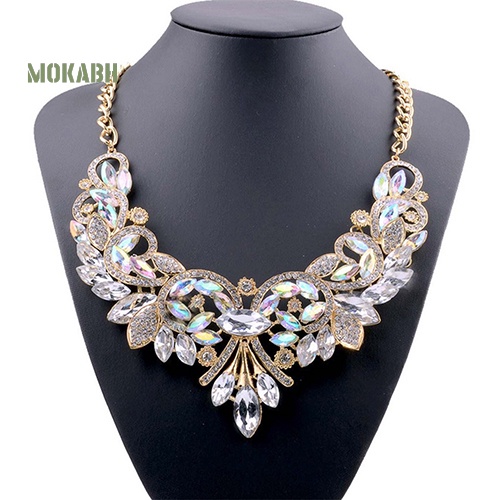 (Hot) Vòng cổ HợP Kim HìNh Hoa ĐíNh Đá NhiềU MàU SắC